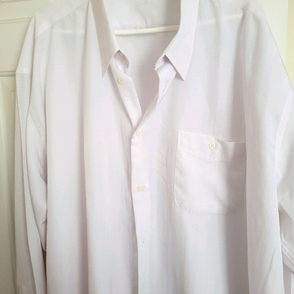 Big and tall men's white dress shirt.